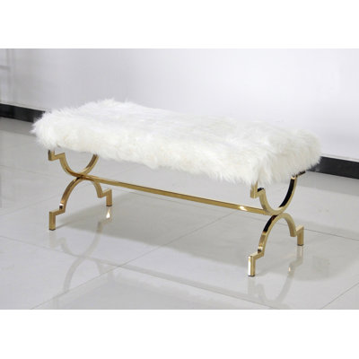 Aidy 39.5" Faux Fur Upholstered Bench