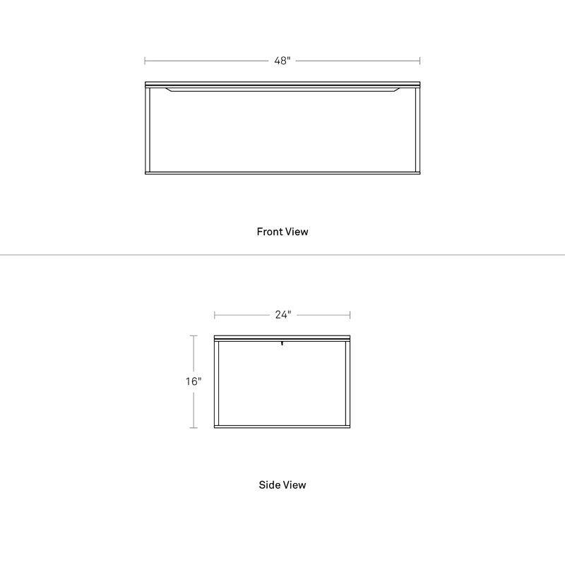Minimalista Solid Wood Coffee Table, White, 13" H x 60" W x 29" D