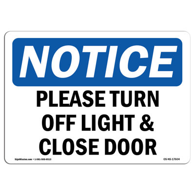 SignMission Please Turn Off Light & Close Door Sign | Wayfair
