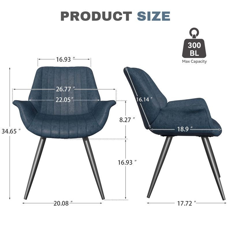 Kitchen & Dining Chairs in Mid-Century Modern Style Set of 2, Blue