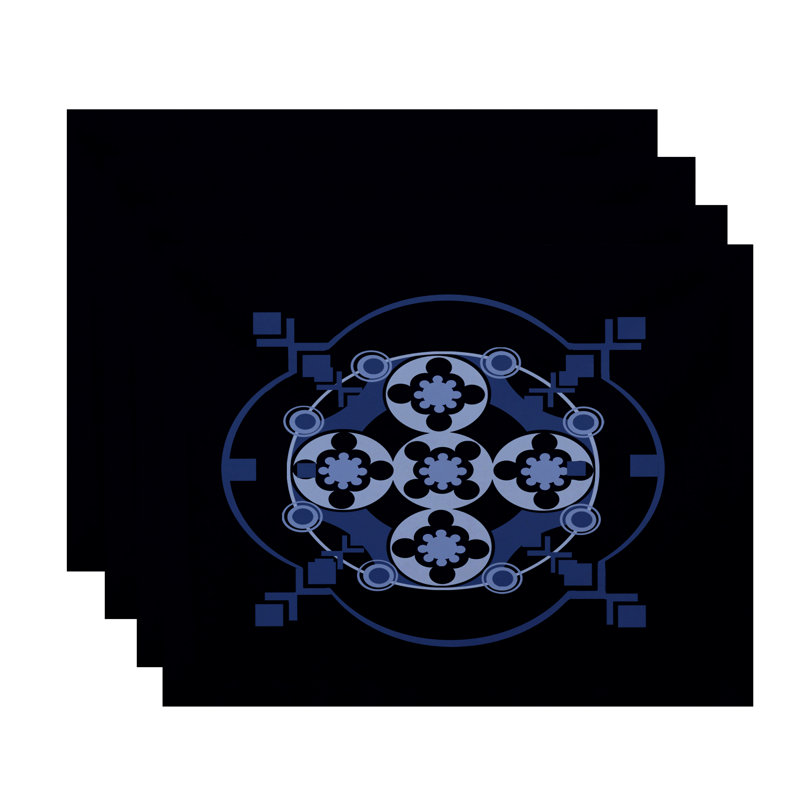 Atchison Polyester Geometric Rectangle Placemat, Navy