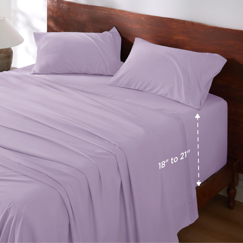 Bedsure Deep Pocket Sheets Set, Light Purple, Full Sheet Set with 2 Pillowcases