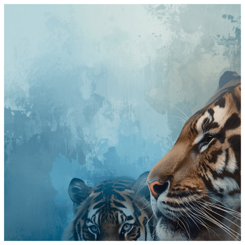 Tigres dans des couvertures d'art abstrait, 60 po L x 80 po H