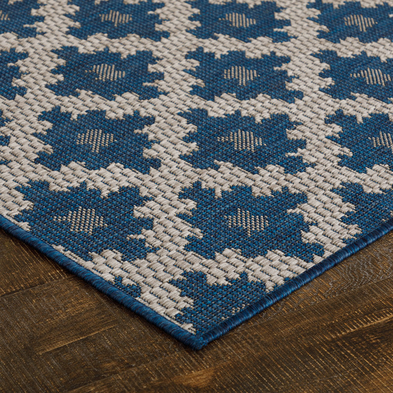 Tapis intérieur/extérieur bleu treillis Washam