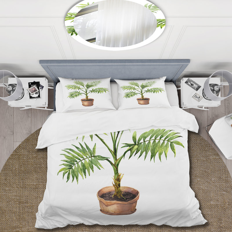 Palmier en argile - ensemble de housse de couette traditionnel - microfibre de polyester