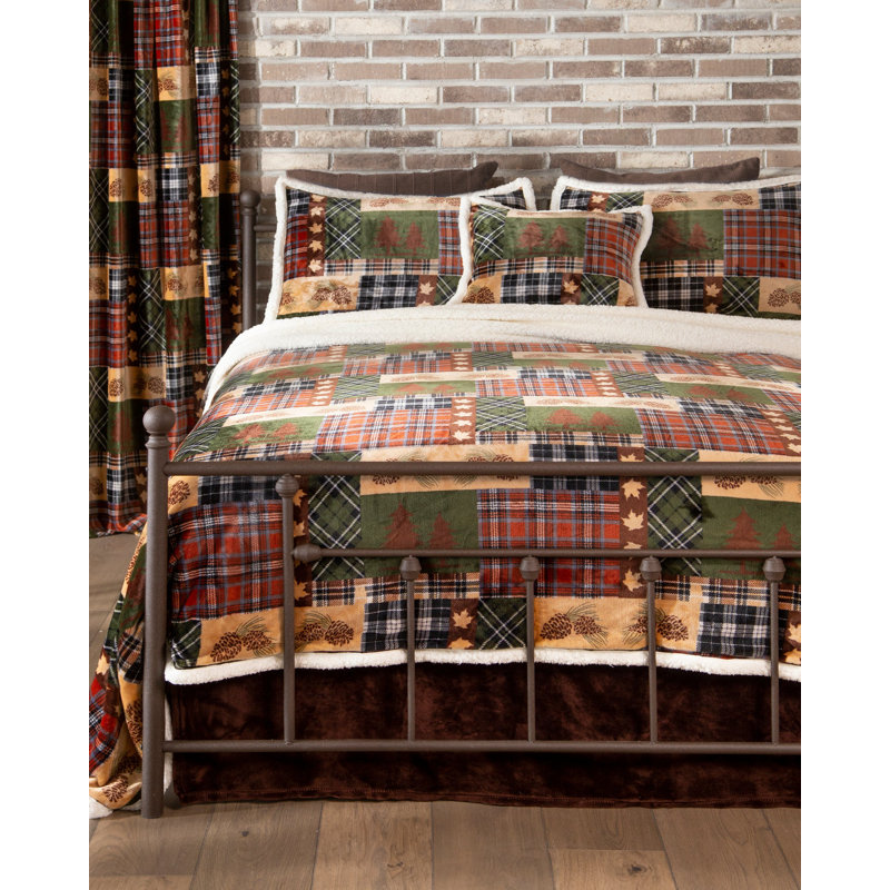 Ensemble de literie pour grand lit Sherpa, Couvre-lit grand + 2 taies décoratives standard +
