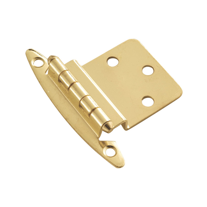 Surmatelas à fixation en surface variable, cadre frontal encastré de 3/8 po - Laiton poli - Charnières de porte d'armoire (ensemble de 10)