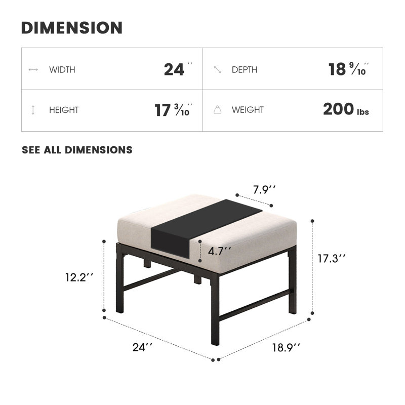 Repose-pieds d'extérieur avec coussins en oléfine Balderston, Beige