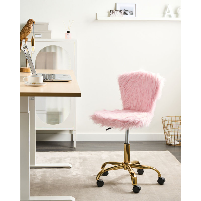 Desk Chair MARGATE Faux Fur, Pink