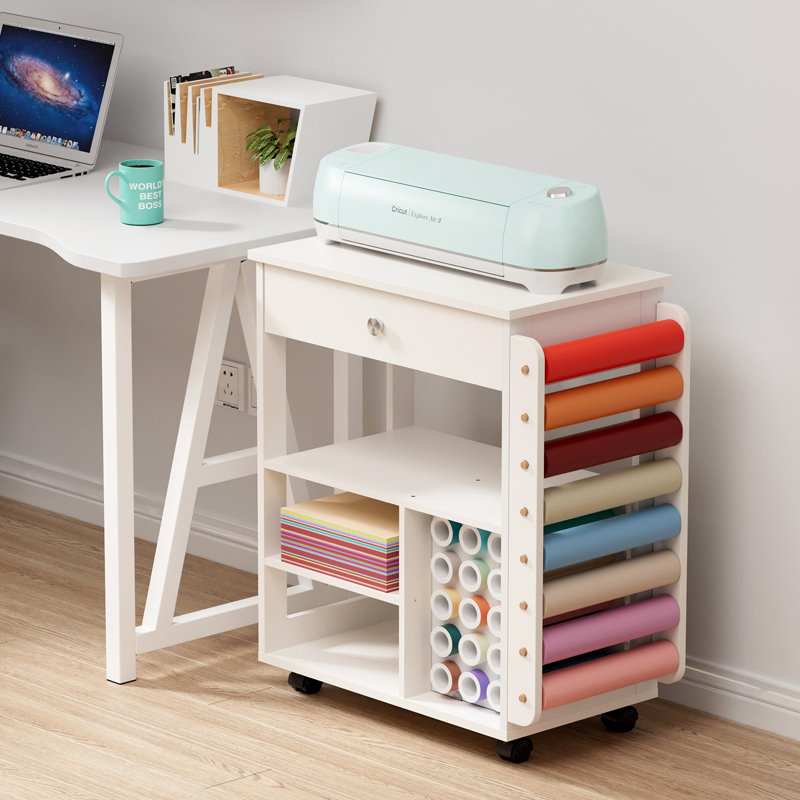 Leeara 23.6'' x 14.2'' Craft Table with Wheels, White