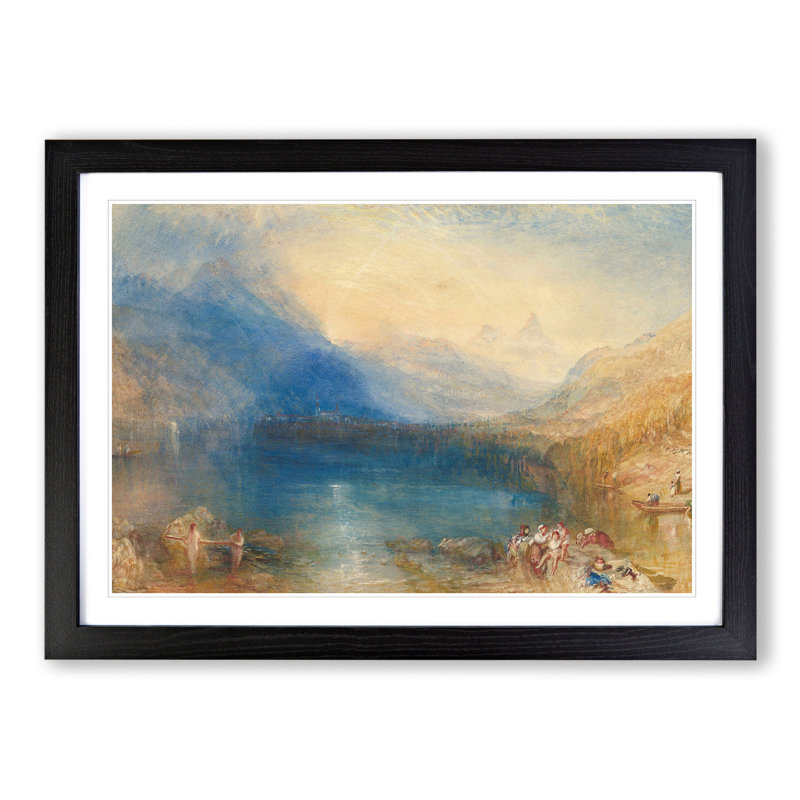 Lake of Zug by Joseph Mallord William Turner - Picture Frame Painting, Black Framed, 48cm H x 65cm W x 2cm D