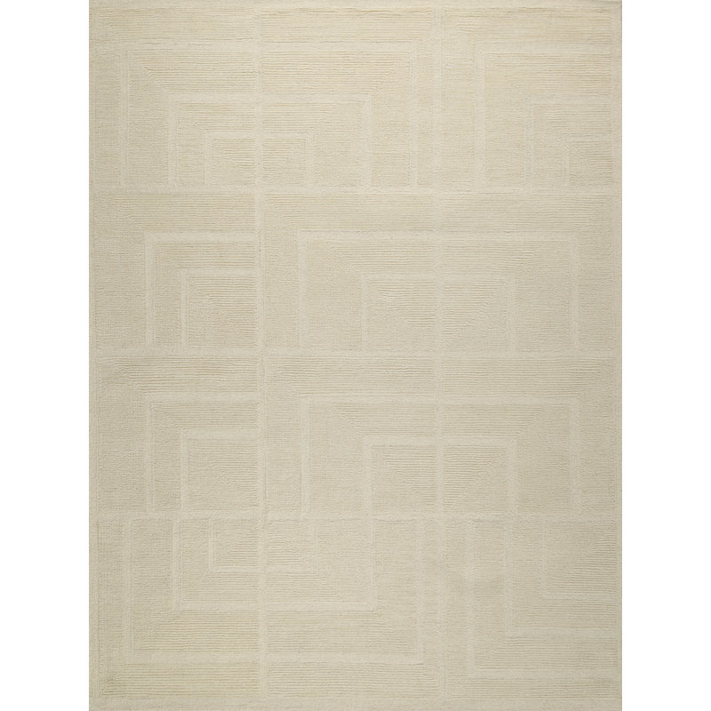 Maddox hand-tufted New Zealand Wool Ivory Area Rug, Light Beige/Ivory, Rectangle 9' x 12'