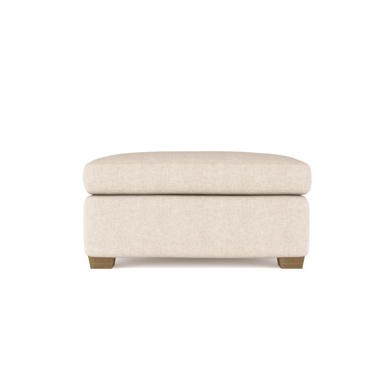 Rivington Upholstered Ottoman, Plush Velvet Oyster, Weathered