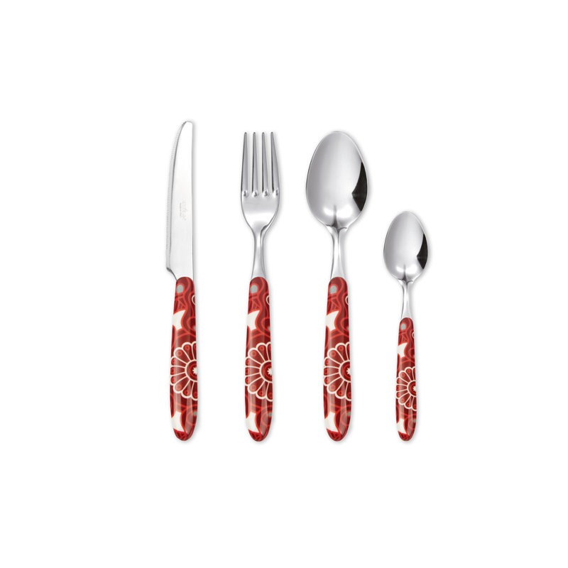 Excelsa Mandala Red Cutlery Set 24 Pieces