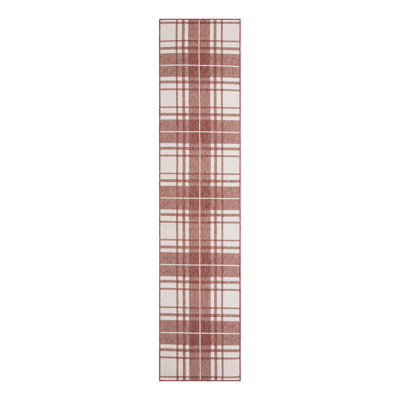 Tereon Plaid Machine Made Power Loom Polypropylene Plastic Indoor/Outdoor Area Rug in Red/White