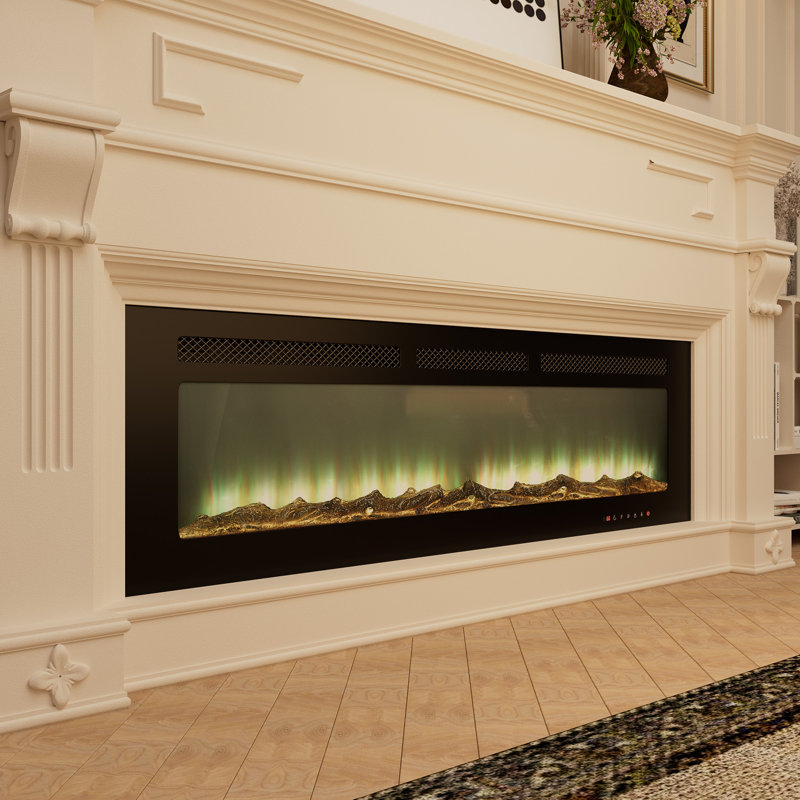 Rayva Classic Built-in or Wall-Mounted Direct Vent Electric Fireplace Insert, 16.54" H x 60" W x 4.33" D
