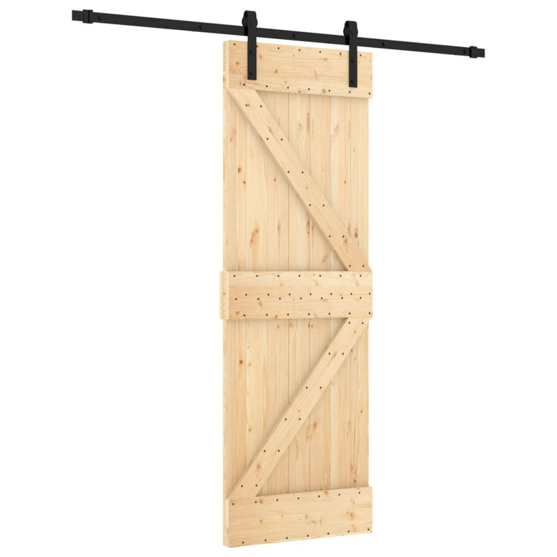 Porte coulissante avec quincaillerie Vidaxl, 27,6 po x 82,7 po, Noir/naturel
