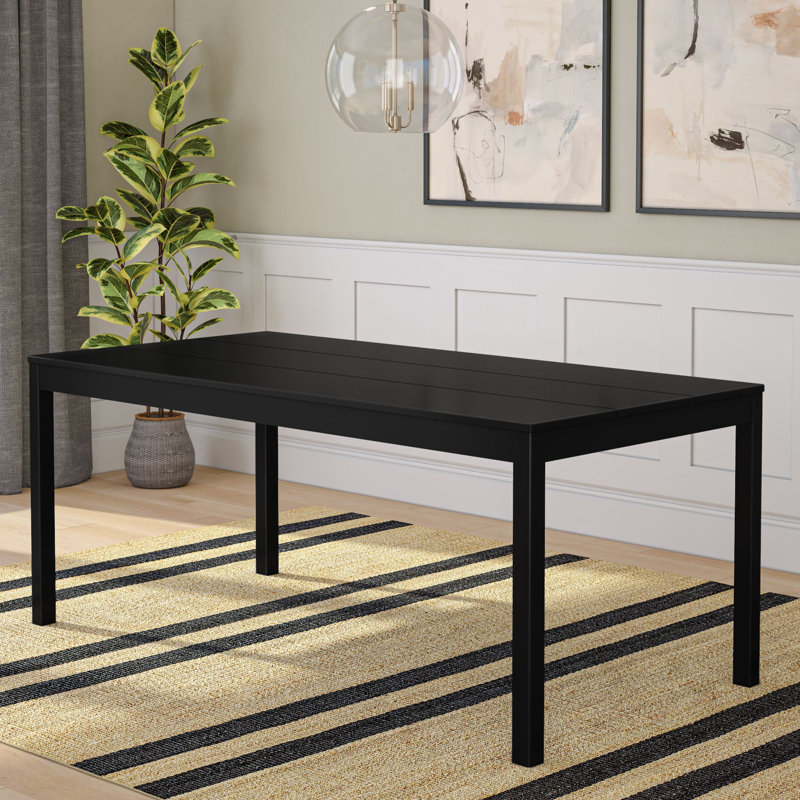 60" Solid Wood Rectangular Dining Table, Black, 30" H x 60" W x 32" D