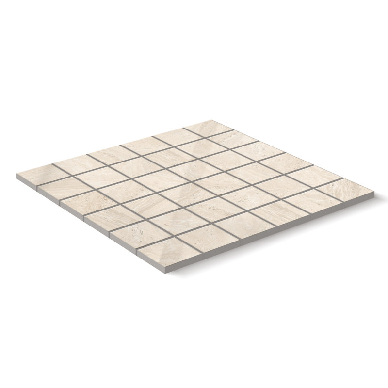 Colosseum Polished 2x2 Mosaic Square Wall & Floor Travertine Look Tile (12x12 Sheet), Ivory