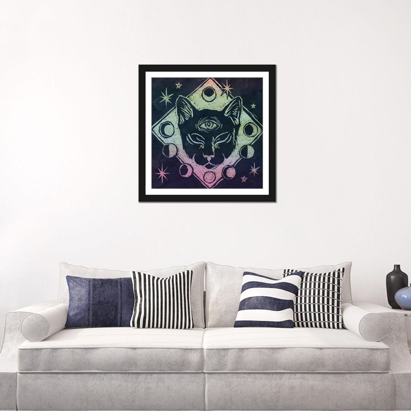 « mystical halloween bijoux iv », impression sur toile, H 24 po x l 24 po x P 1 po, Papier d'art encadré noir, Blanc