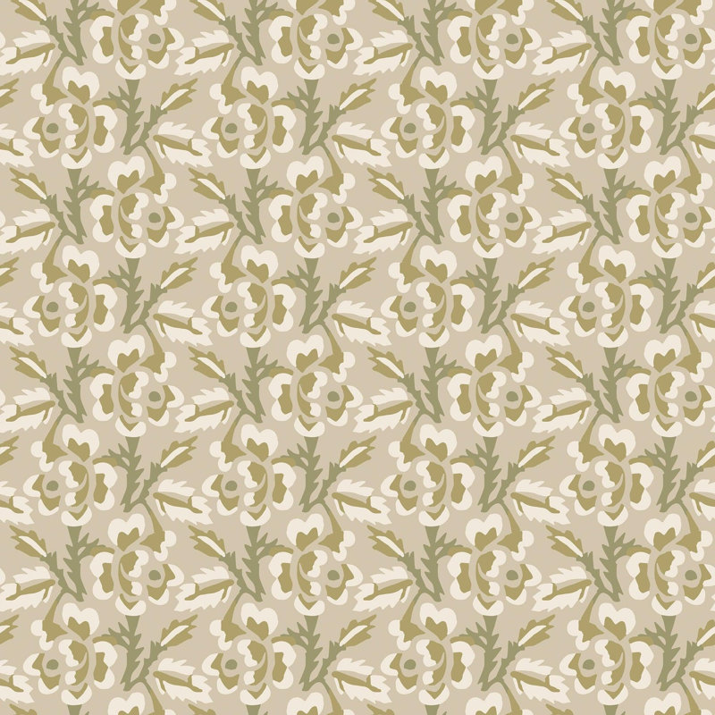 Thorn & Blossom - Wallpaper, Pale Eucalyptus, Faux Grasscloth