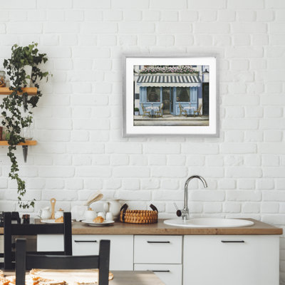 Scène de restaurant et bistro encadrée sous verre, design par Ani Wierling