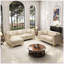 Canapé Chesterfield modulaire avec coussins capitonnés en similicuir beige pour le salon, appartement-684428048