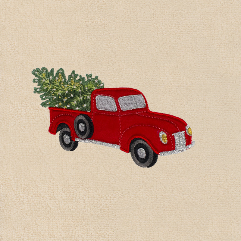  Christmas Truck Turkish Cotton Hand Towel, Sand