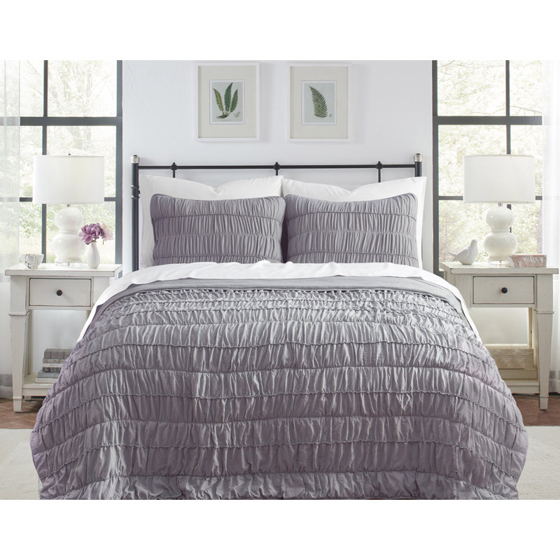 Ensemble de courtepointe 3 pièces DESIGN, Courtepointe double / grand et 2 taies décoratives, Mauve foncé