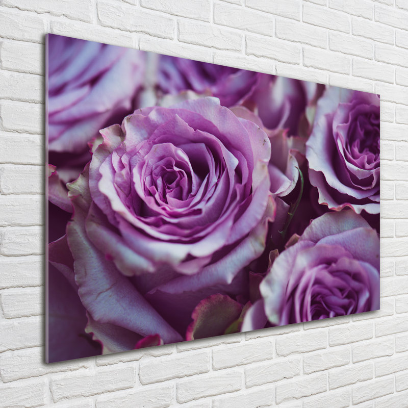 Glass Print Wall Art 100X70cm Image Printed On Glass Decorative Wall Picture Behind Toughened / Tempered Safety Real Glass For Kitchen & Living Room Theme:Fillet Roses