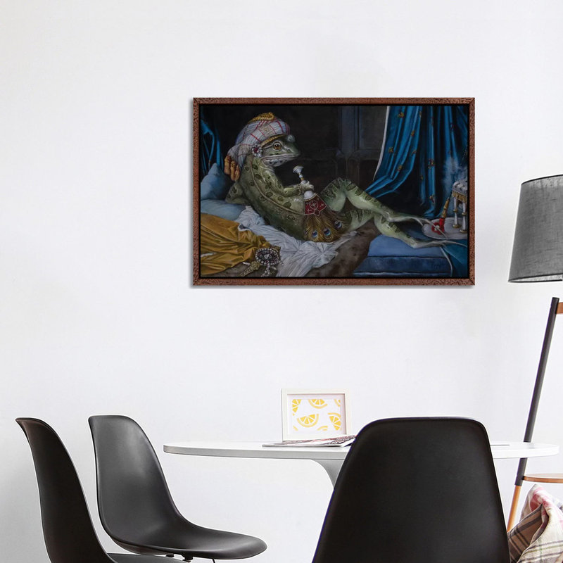 Frog Odalisque - Print on Canvas, Classic Brown Wood Framed, 101.6 cm H x 66.04 cm W x 3.175 cm D