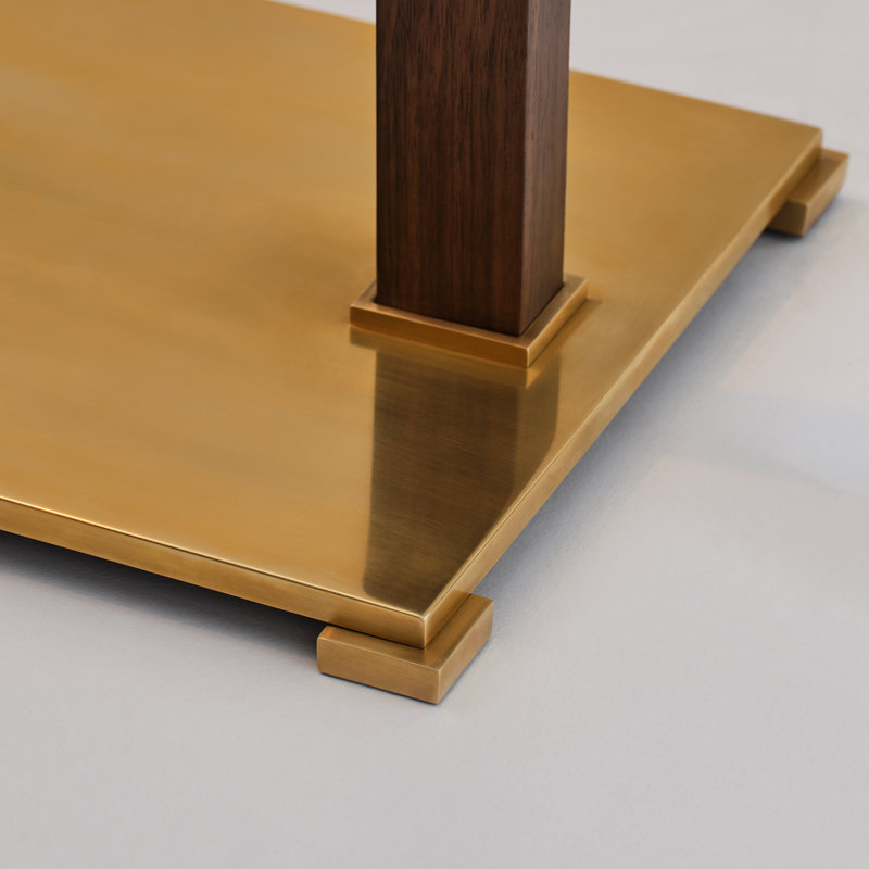 Copse Task Floor Lamp, Antique Brass/Dark Walnut, Gold