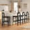 Tabouret de comptoir en bois massif avec repose-pieds