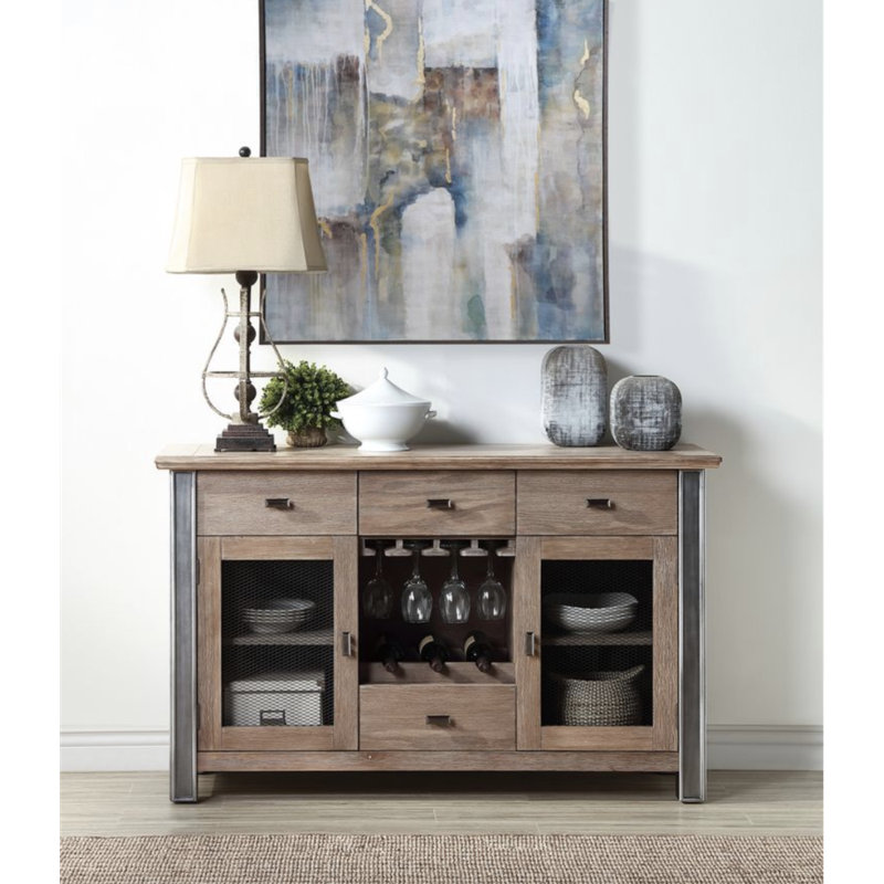 Nathaniel Maple Finish Server French Sideboard Metal Sideboard