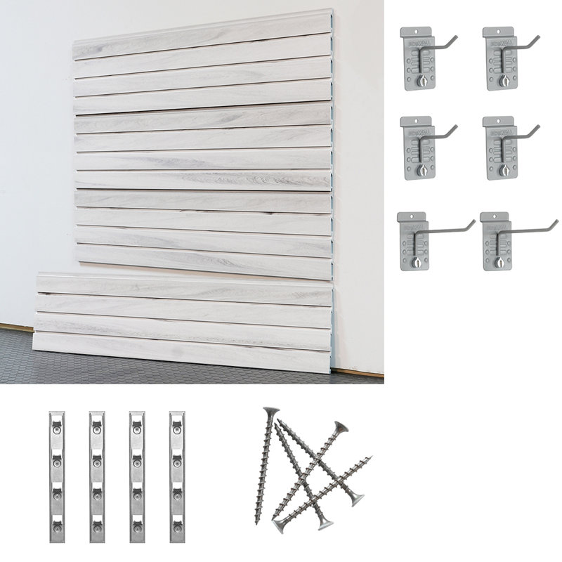 Slatwall Medium Standard Duty Starter System, White Whood