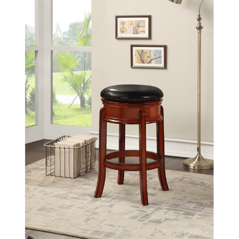 Kingsford Swivel Upholstered Counter Stool with Solid Wood Frame, Brandy, Bar Stool (29” Seat Height)