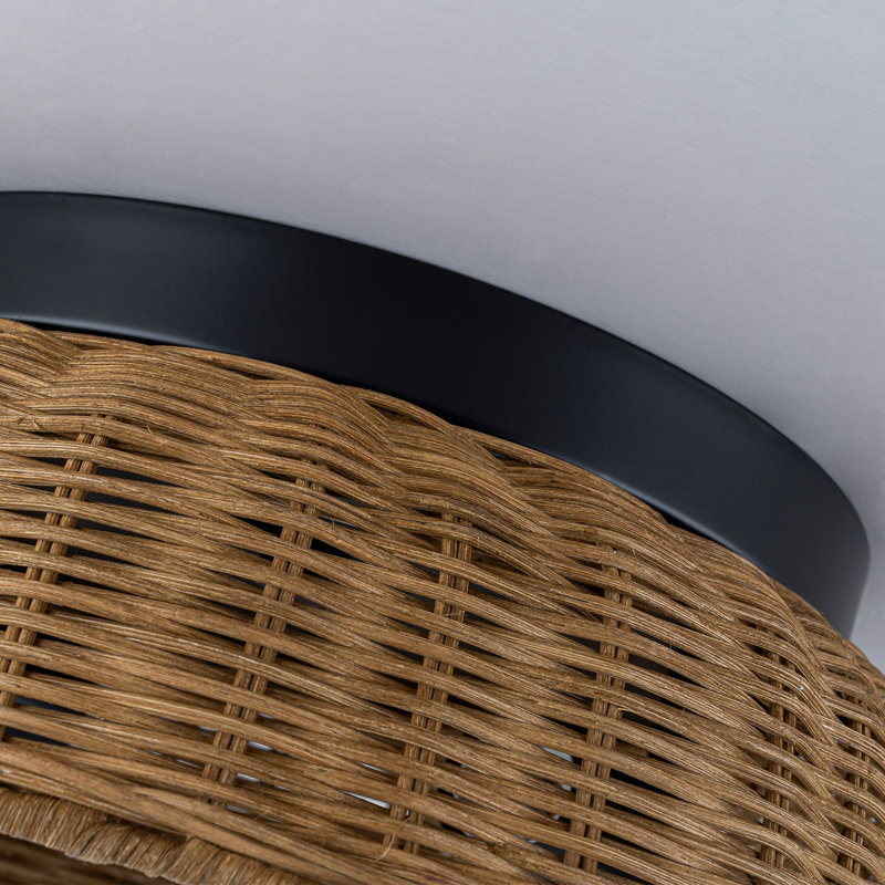 Plafonnier encastré 2 lumières en rotin