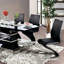 De 2 chaises rembourrées noires, siège en forme de Z et base de salle à manger rembourrée