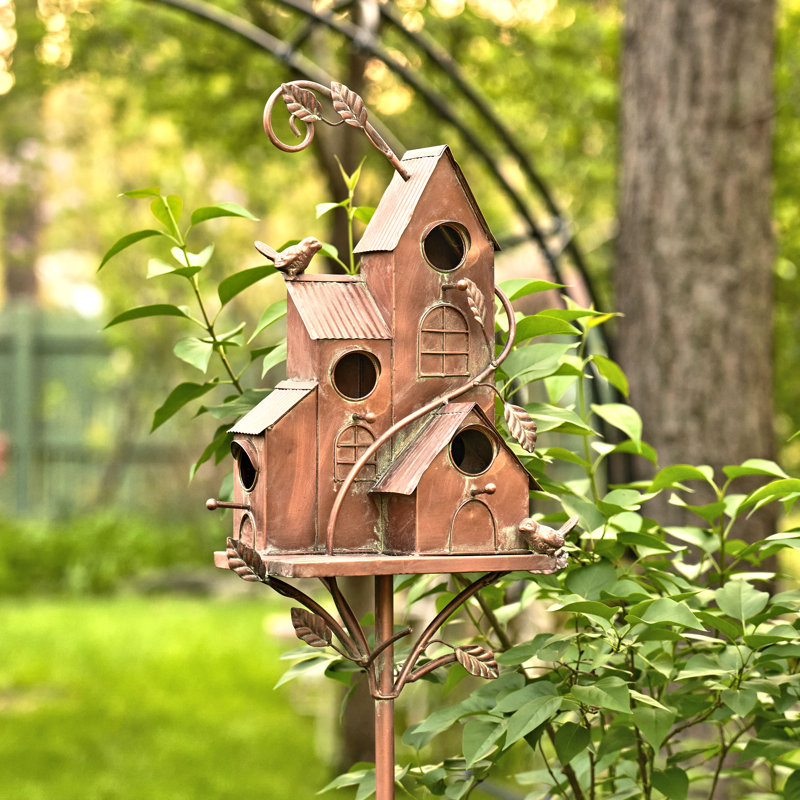 Large Copper Coloured Multi-Birdhouse Stakes