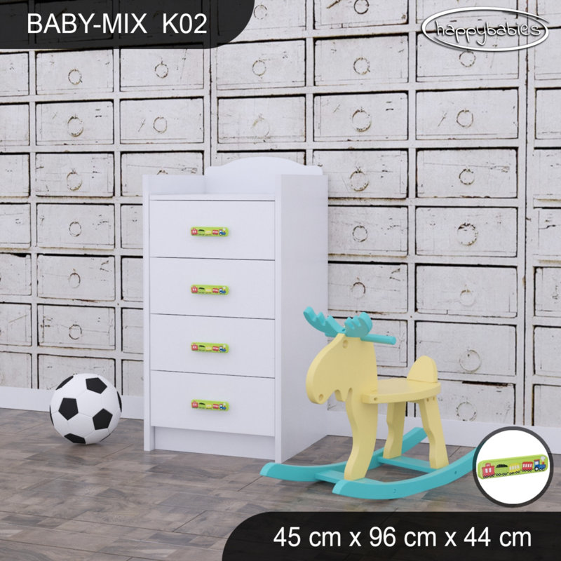 Baby Mix 4 - Drawer Kids Dresser, White/Green