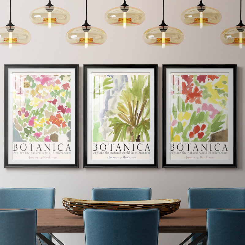 Affiche d'exposition Botanica I - reproduction sur mesure encadrée de qualité supérieure - 3 pièces