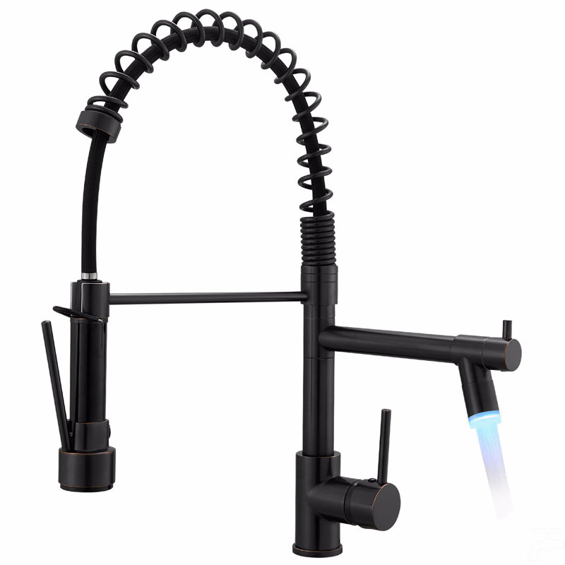 Kitchen Faucet With Pull Down Sprayer, Single Handle Single Lever Kitchen Sink Faucet, Oil-Rubbed Bronze