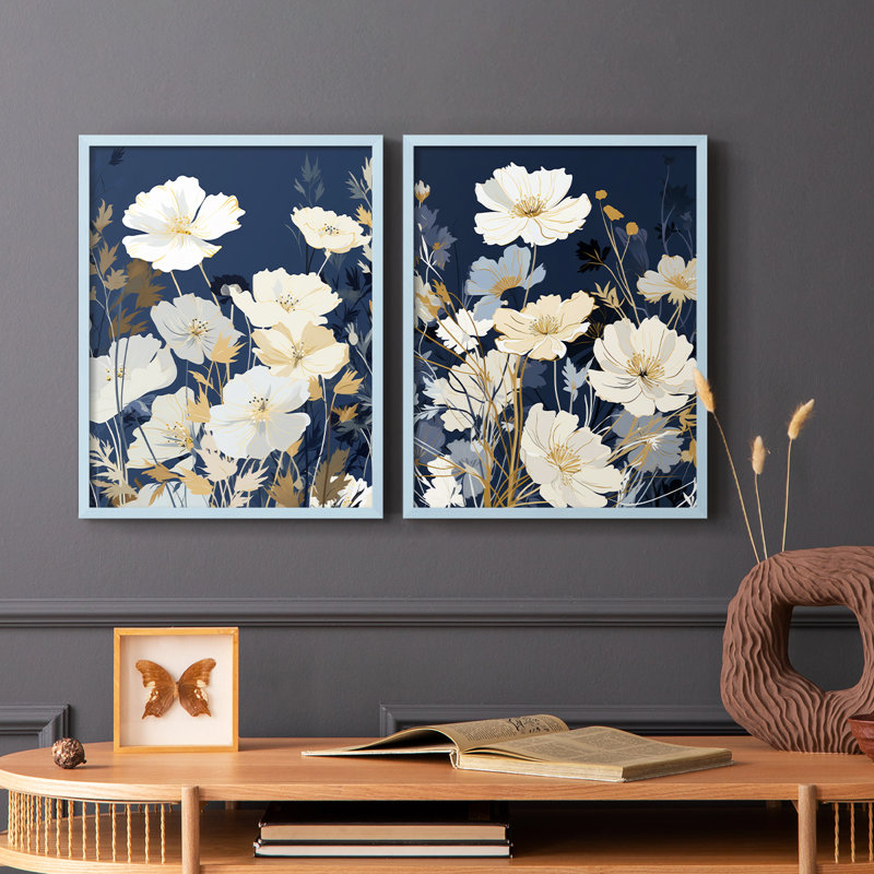 «FLORAL Series CCCCLIV», reproduction encadrée de qualité supérieure - prête à être accrochée - aucun clou requis - aucun clou requis
