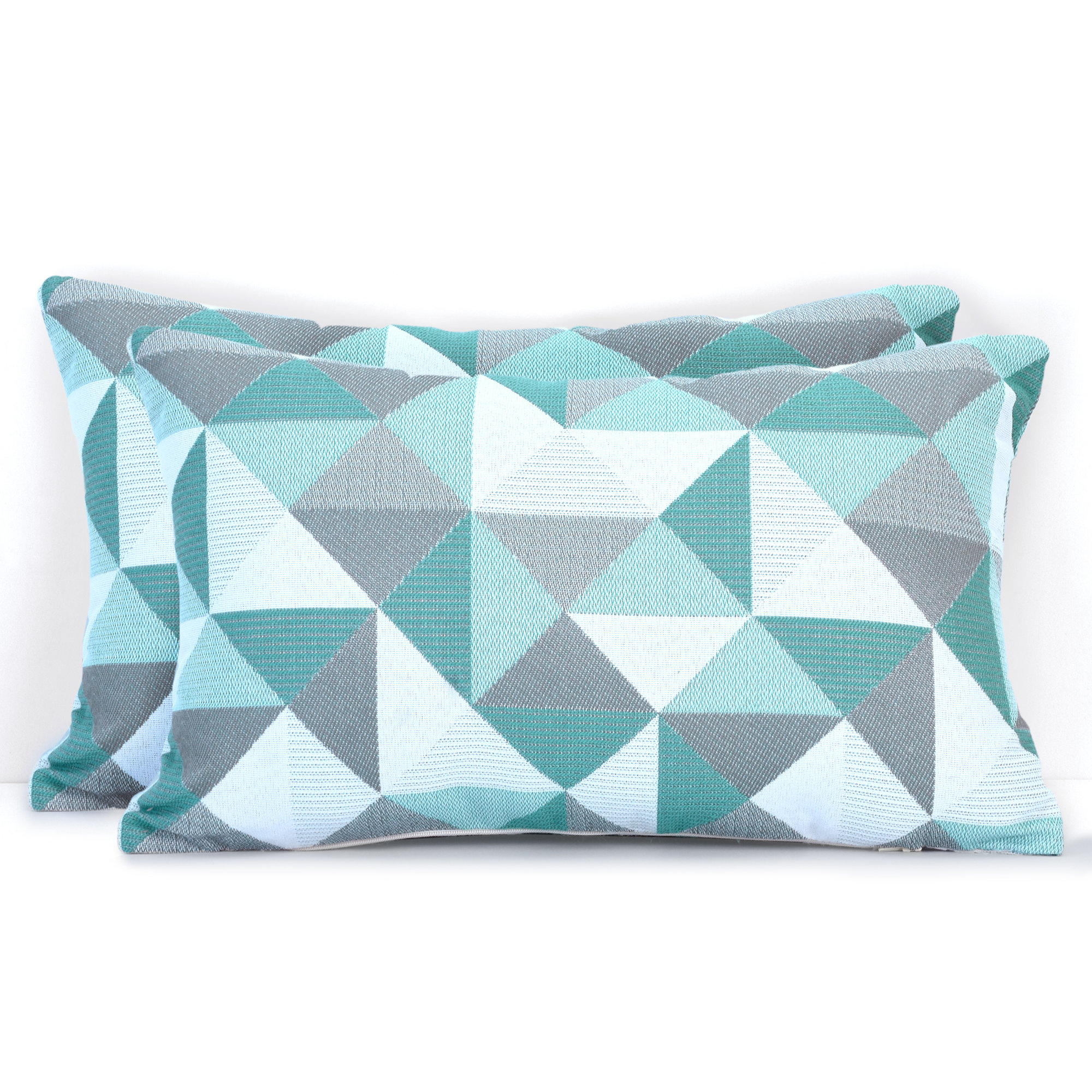 Pacifica Geometric Fabric Indoor/Outdoor Lumbar Throw Pillow, Lakeside