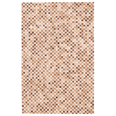 Tapis brun en cuir de vache patchwork 5 pi 0 po x 8 pi 0 po