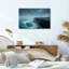 Ensemble de 1 tableau sur toile tendue représentant des vagues de l'océan et un ciel sombre-279727319