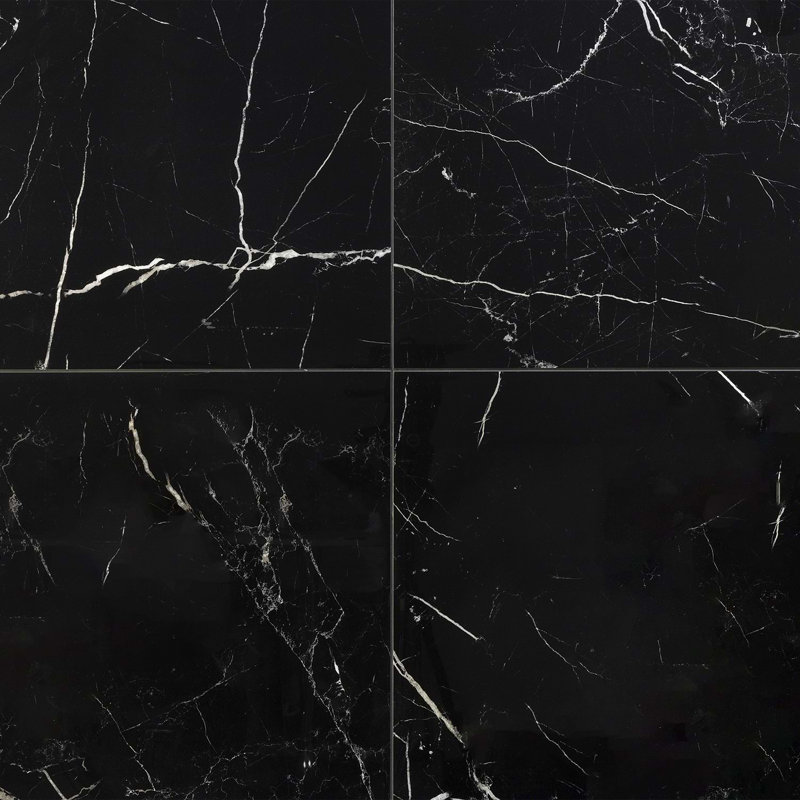 Marble Tech 24x24 Polished Nero Marquina Look Porcelain Tile