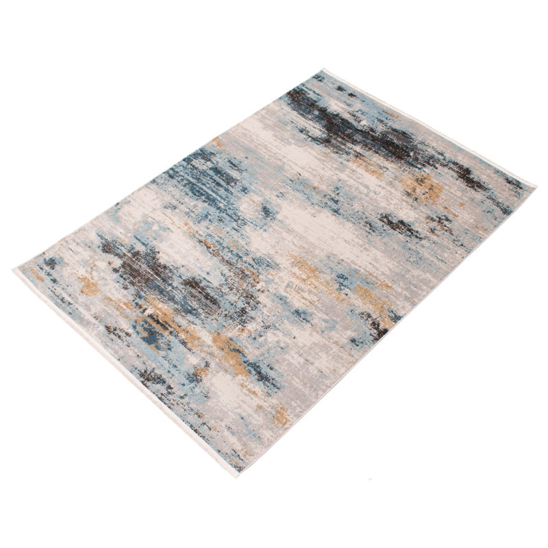 Tapis bleu / ivoire Niagara 5 pi 3 po x 7 pi 3 po, Rectangle 3 pi 11 po x 5 pi 11 po