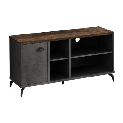 Console de meuble télé 48 po, armoire de rangement, aspect béton gris, aspect bois récupéré brun, design moderne pour les centres de divertissement avec rangement et stratifié, style industriel