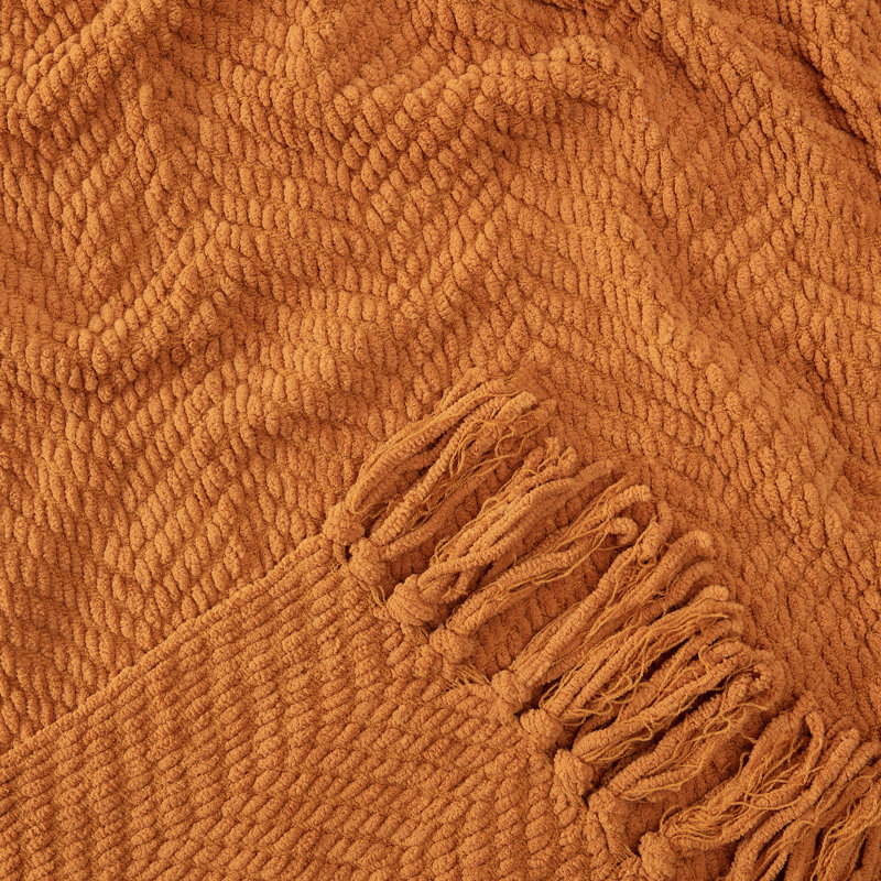 Jeté tricoté texturé , l 65 po x L 50, Pécan